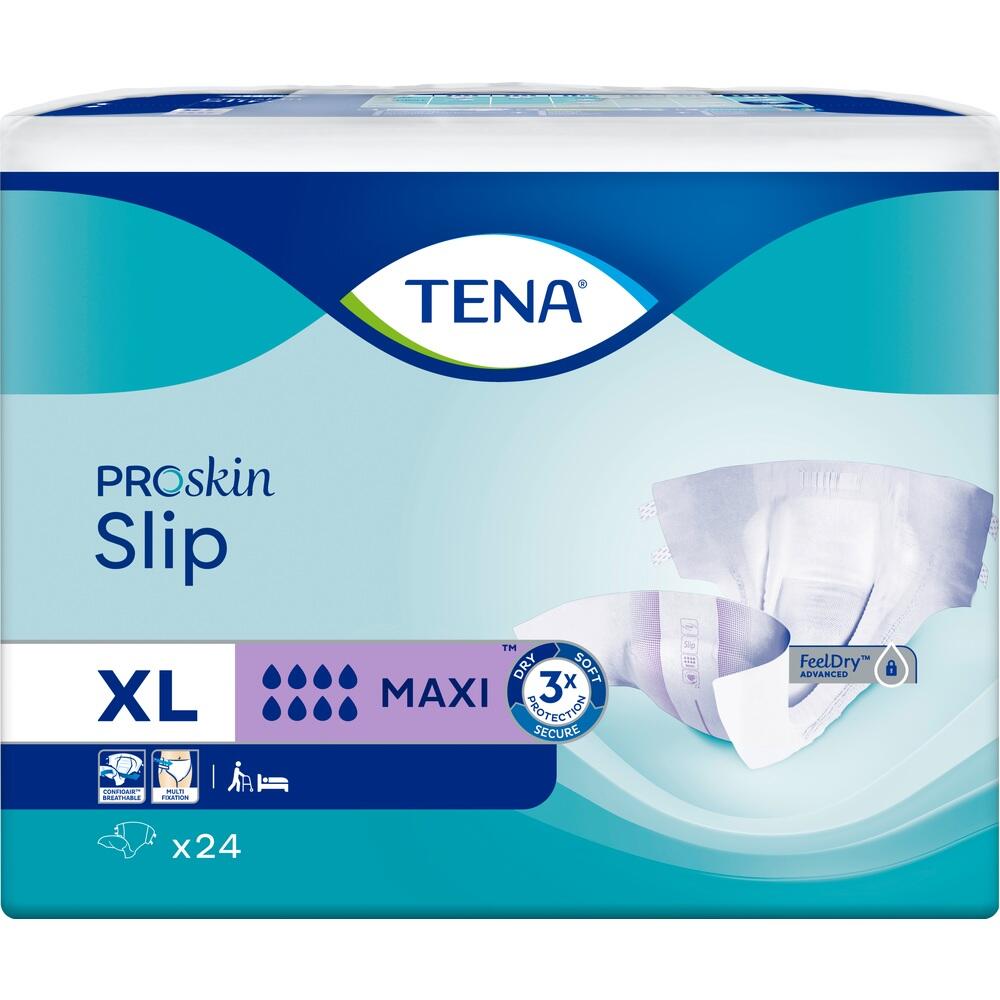 Verpackung von TENA ProSkin Slip Windeln, Gr&ouml;&szlig;e XL, 24 St&uuml;ck.
