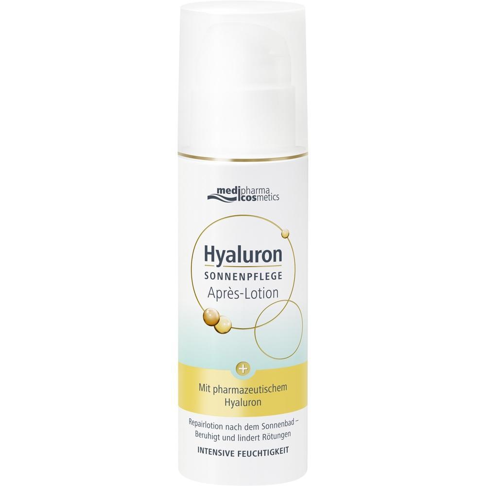 Wei&szlig;e Flasche mit Hyaluron Sonnenpflege Apr&egrave;s-Lotion von medipharma cosmetics.