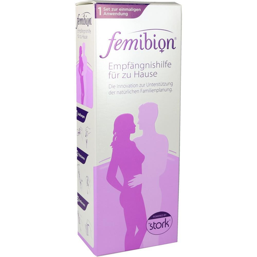 Eine Verpackung f&uuml;r ein Empf&auml;ngnishilfeset mit einem Paar darauf.