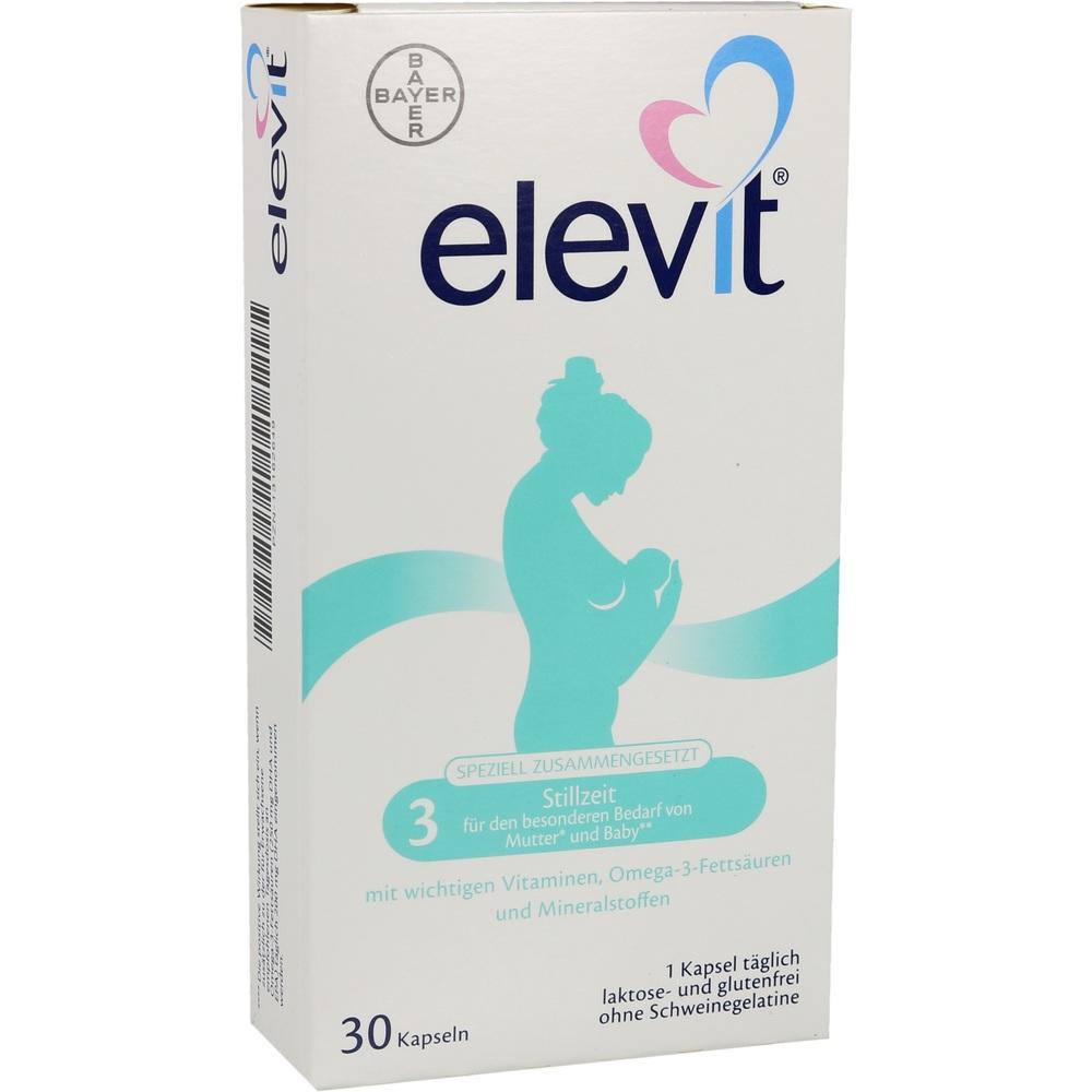 Eine Verpackung von Elevit-Kapseln f&uuml;r Stillzeit mit Vitaminen und Mineralien.