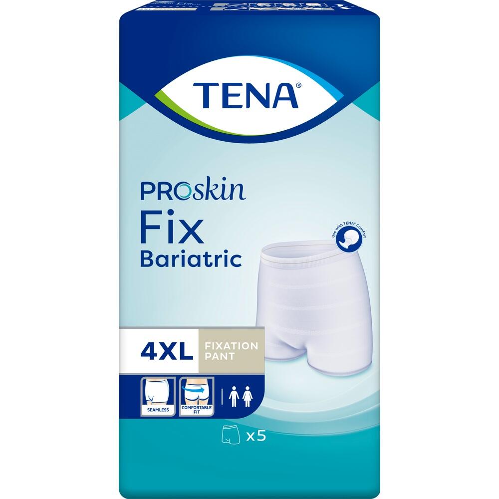 Verpackung von wei&szlig;en TENA Fixierhosen in Gr&ouml;&szlig;e 4XL.