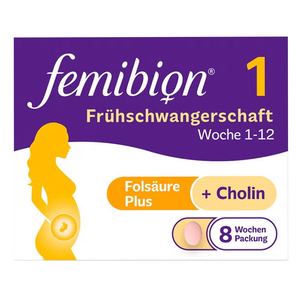 Verpackung von Femibion 1 f&uuml;r die Fr&uuml;hschwangerschaft, Wochen 1-12.