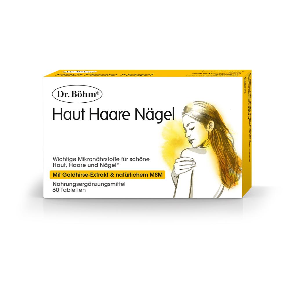 Verpackung einer Nahrungserg&auml;nzung mit Goldhirse und MSM f&uuml;r Haut, Haare und N&auml;gel.