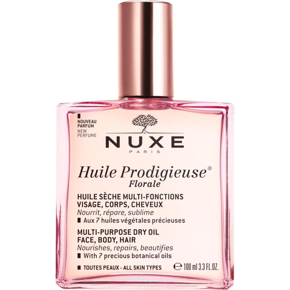 Rosa Flasche von Nuxe mit &Ouml;l f&uuml;r Haut und Haare, 100 ml.