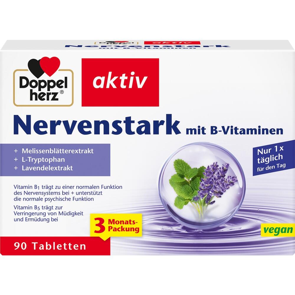 Verpackung von Nahrungserg&auml;nzungsmittel, "Nervenstark" mit B-Vitaminen, 90 Tabletten.