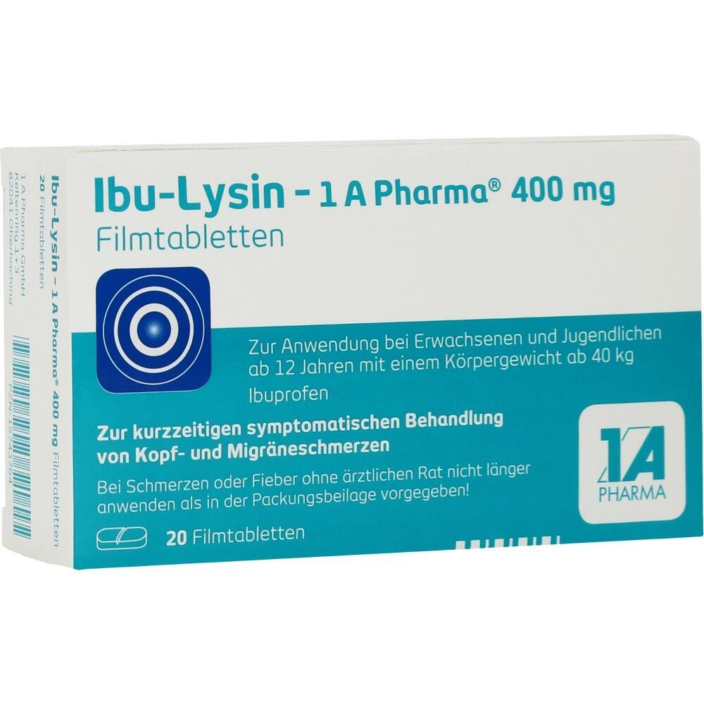 Eine Packung Ibu-Lysin-Tabletten zur Schmerzlinderung.