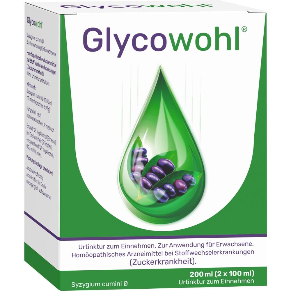 Wei&szlig;e Schachtel mit der Aufschrift "Glycowohl" und einem gr&uuml;nen Tropfenmotiv.