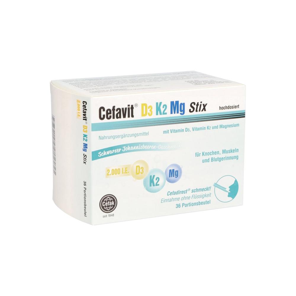 Packung eines Nahrungserg&auml;nzungsmittels mit Vitamin D3, K2 und Magnesium.