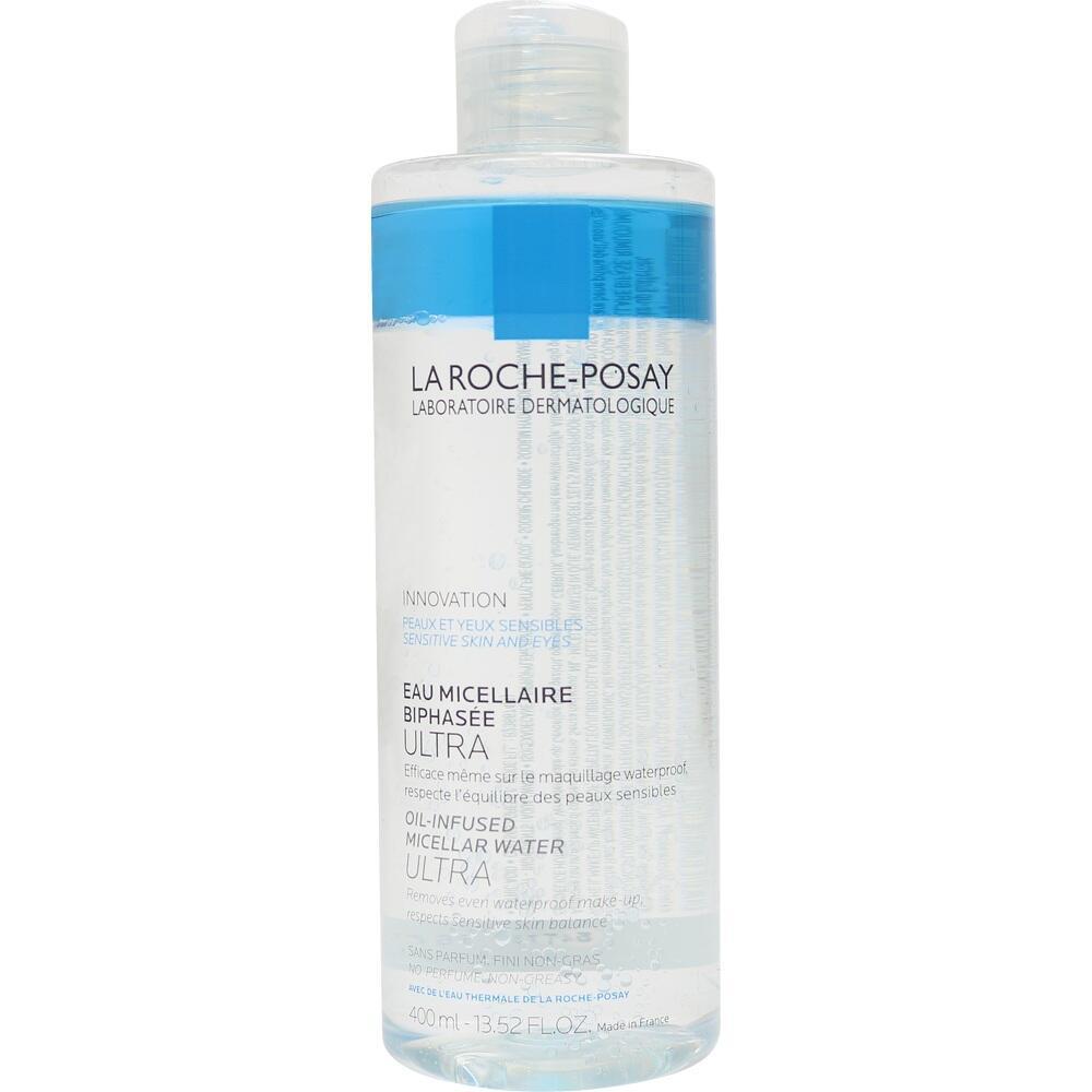 Eine Flasche mit zweiphasigem Mizellenwasser von La Roche-Posay.