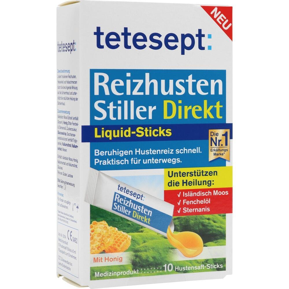 Eine Packung tetesept Reizhusten Stiller Direkt gegen Hustenreiz.