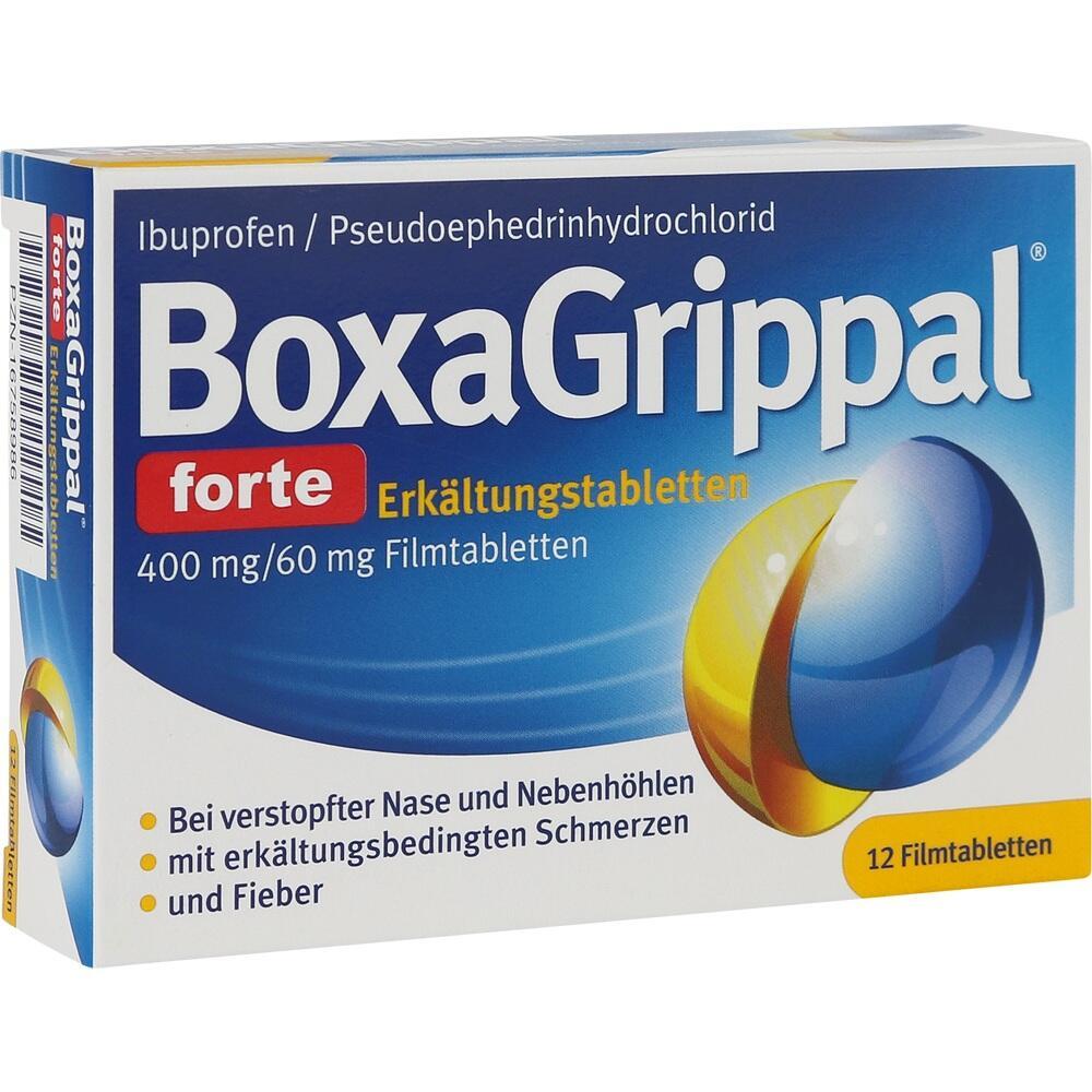 Packung BoxaGrippal forte Erk&auml;ltungstabletten zur Linderung von Erk&auml;ltungssymptomen.