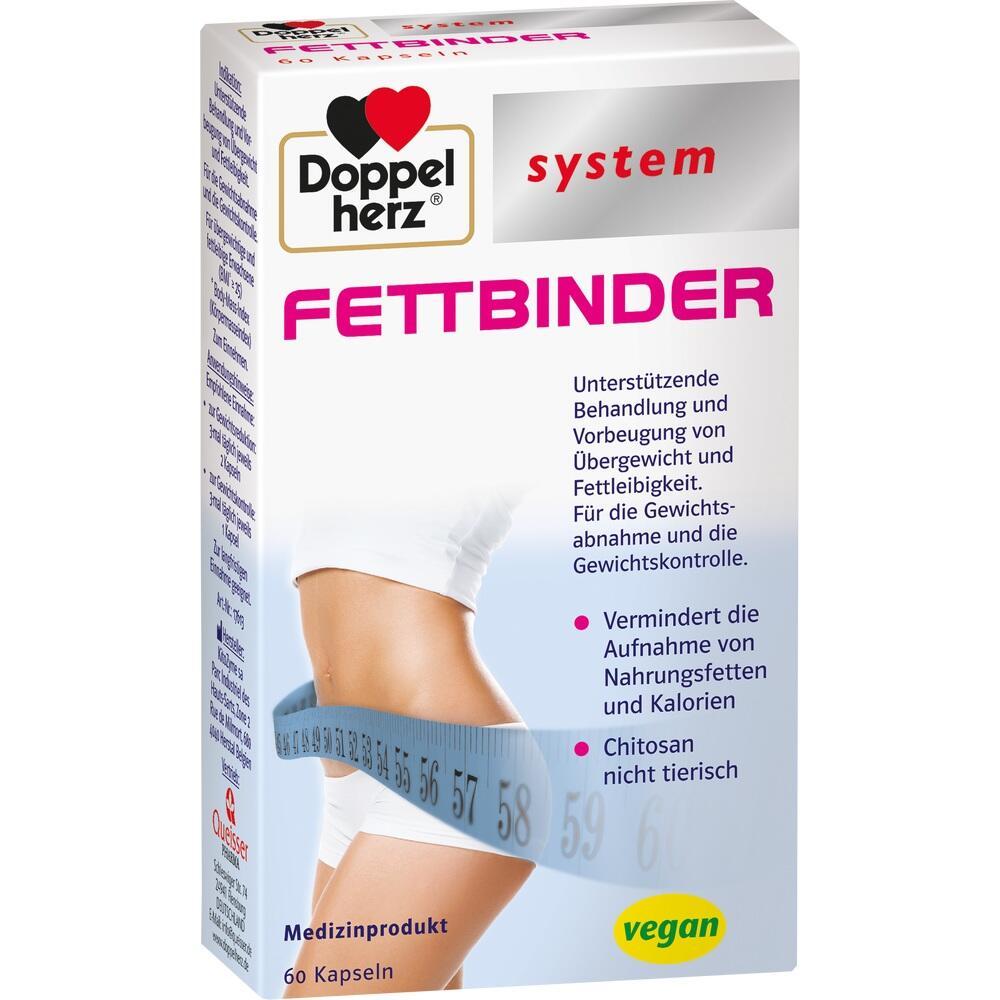 Eine Packung "Fettbinder" von Doppelherz, unterst&uuml;tzt bei Gewichtsabnahme, vegan.
