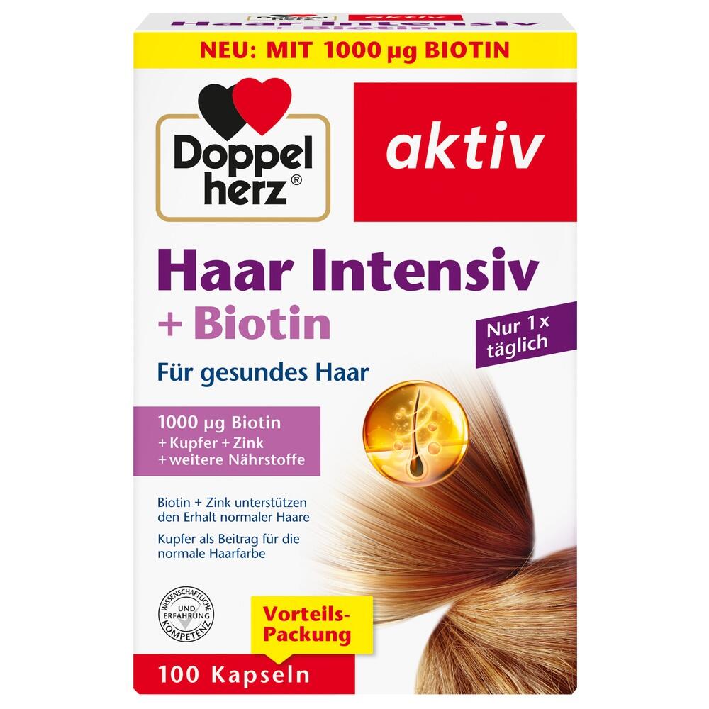 Verpackung von Haar Intensiv Kapseln mit Biotin f&uuml;r gesundes Haar.