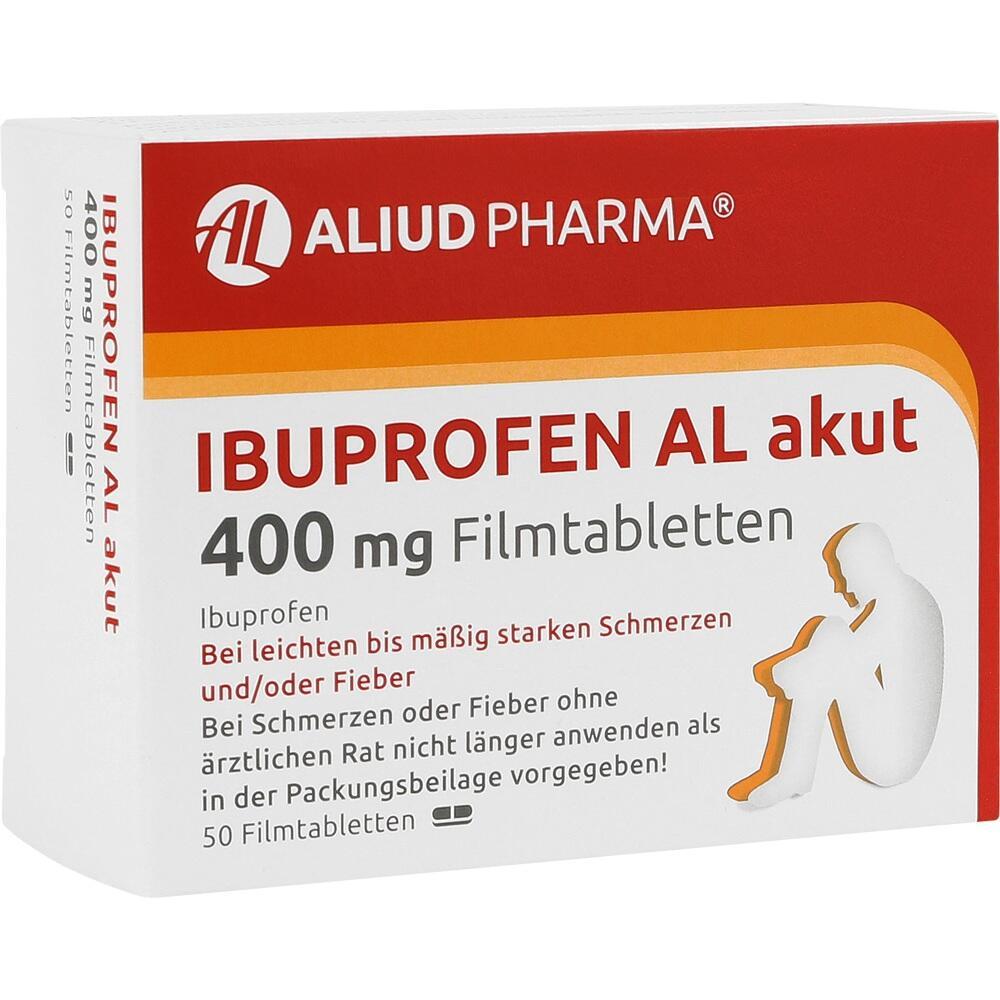 Ibuprofen-Packung von Aliud Pharma, 400 mg Filmtabletten f&uuml;r Schmerzen und Fieber.