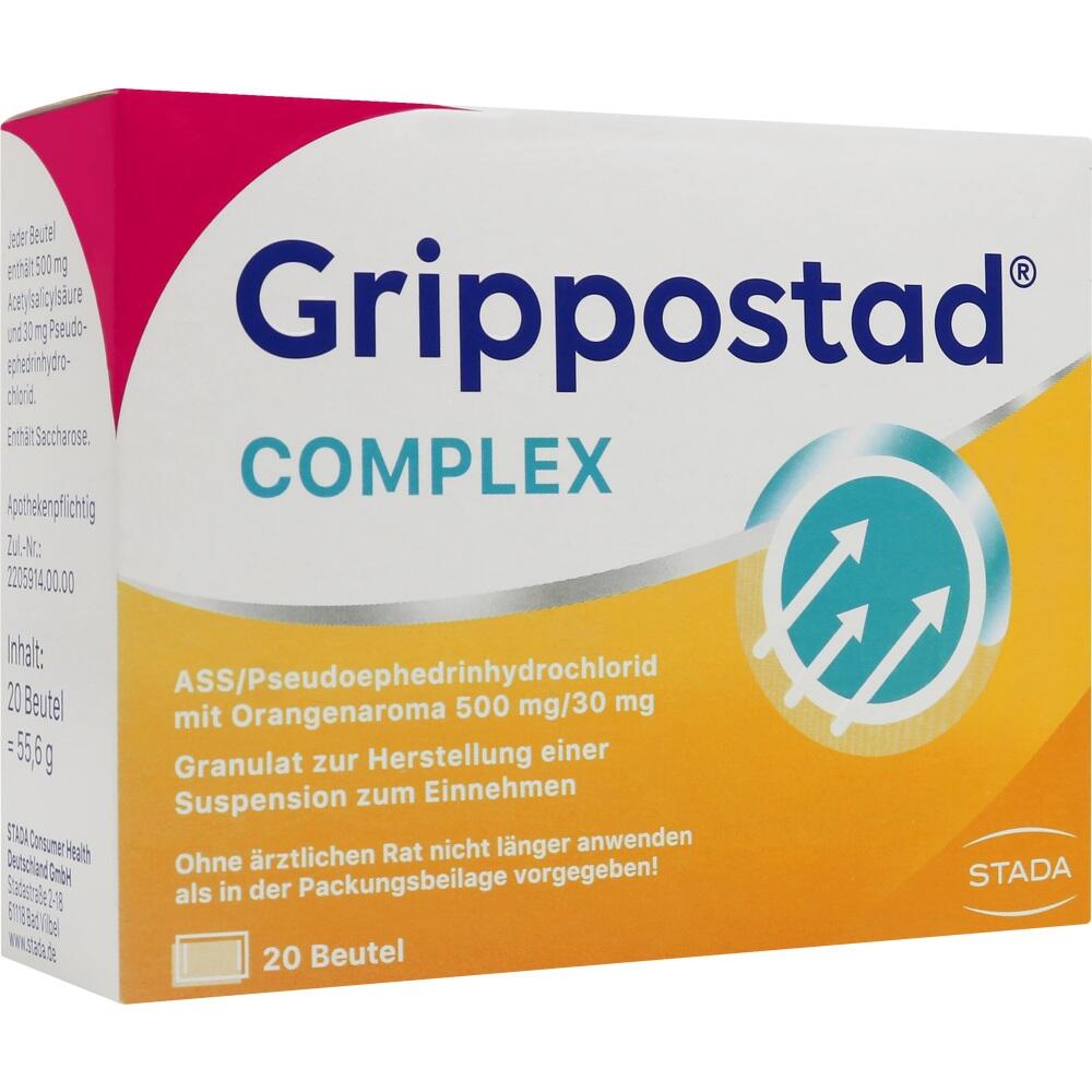 Auf dem Bild ist die Verpackung eines Medikaments namens Grippostad Complex.