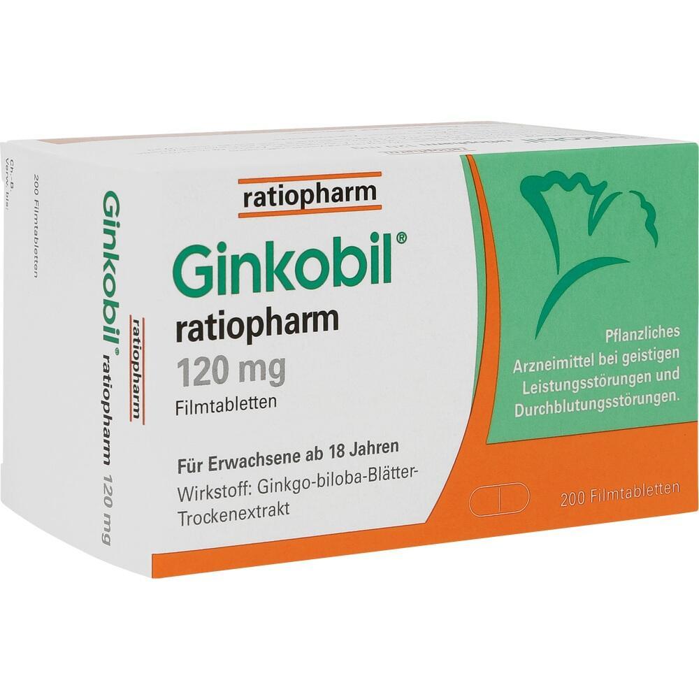 Verpackung von Ginkobil Tabletten mit 120 mg f&uuml;r Erwachsene ab 18 Jahren.