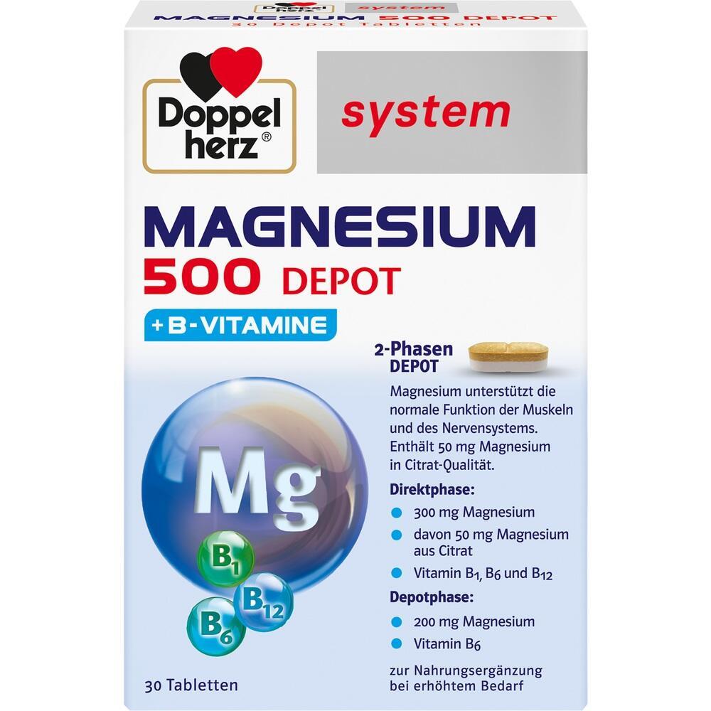 Verpackung von Magnesium-Tabletten mit B-Vitaminen von Doppelherz.