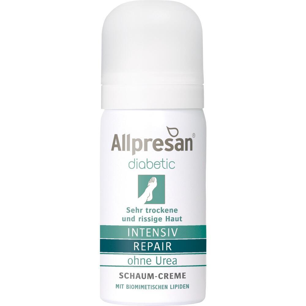 Wei&szlig;e Flasche Allpresan diabetic Schaum-Creme f&uuml;r trockene Haut.