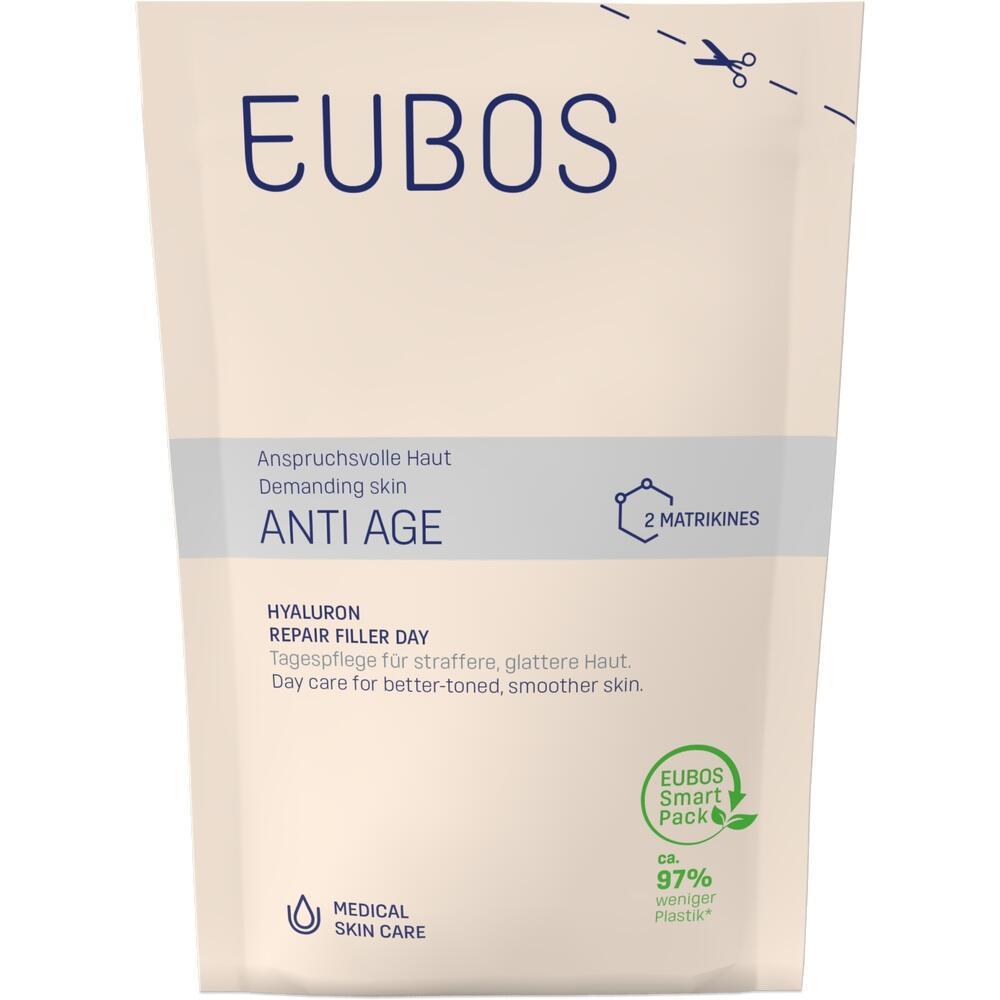 Eine Packung Anti-Age-Tagespflege von EUBOS für straffere, glattere Haut.