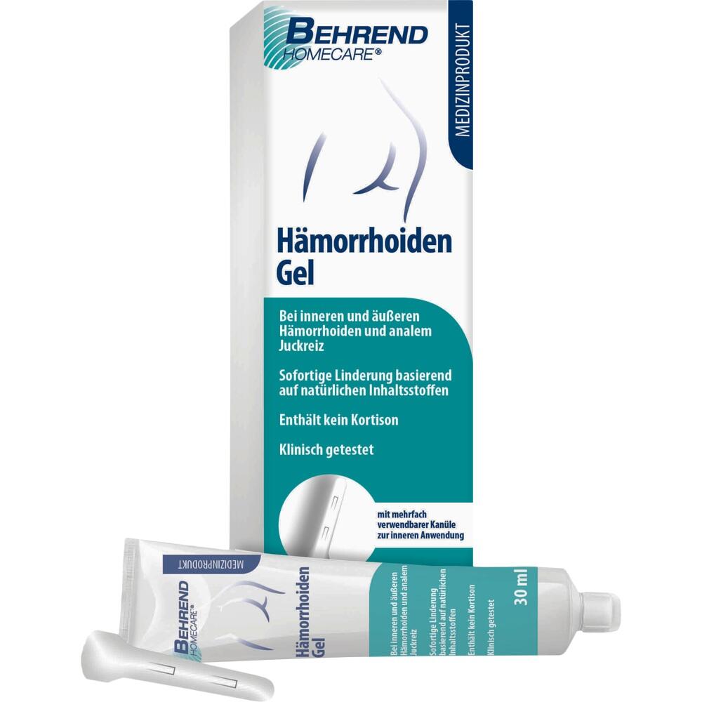 Verpackung und Tube eines H&auml;morrhoiden-Gels zur Linderung von Juckreiz.