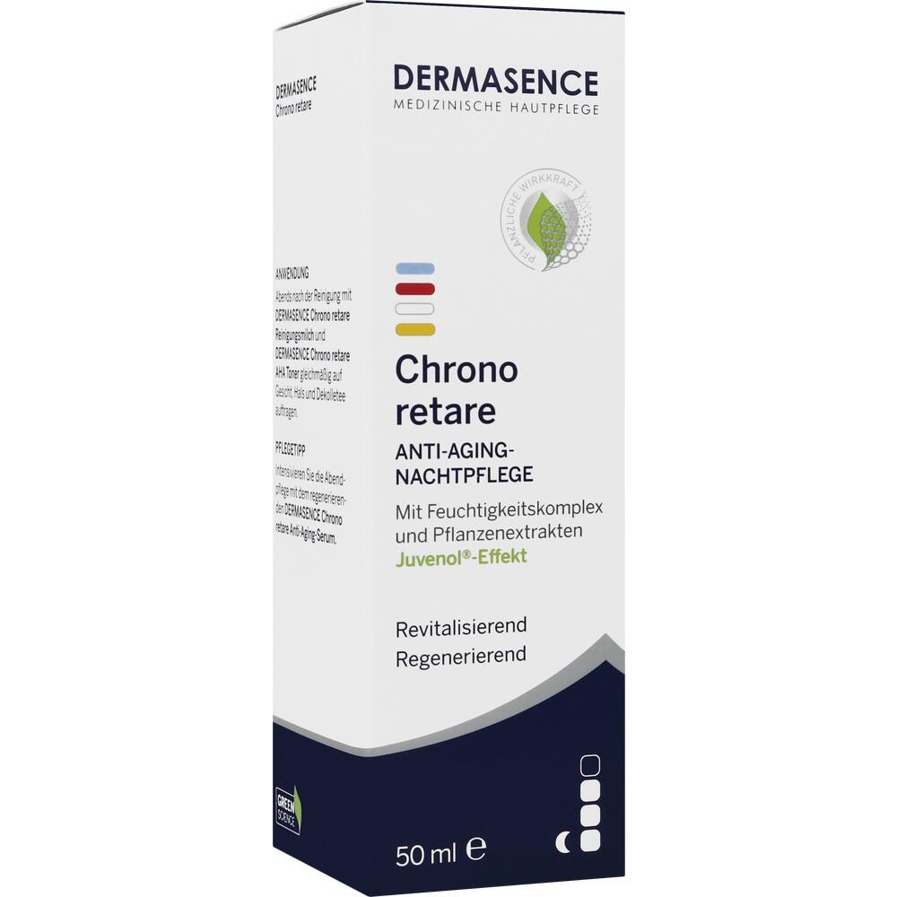 Wei&szlig;e Packung von Dermasence Chrono Retare Anti-Aging-Nachtpflege, 50 ml.