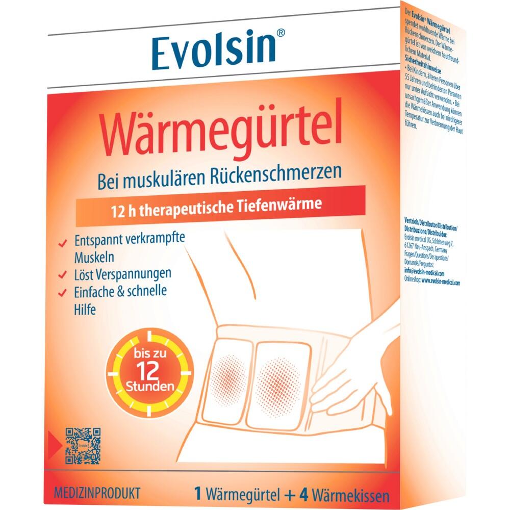 Verpackung eines W&auml;rmeg&uuml;rtels zur Linderung von R&uuml;ckenschmerzen mit 12 Stunden W&auml;rme.