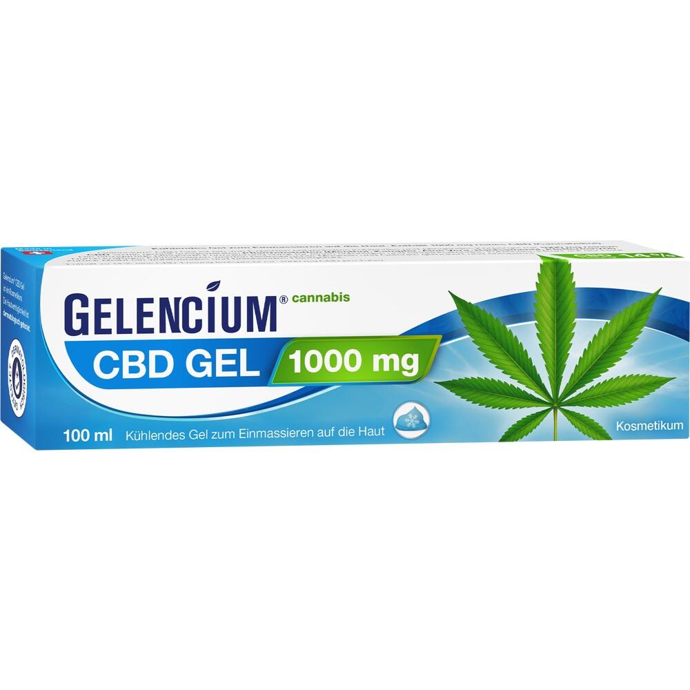 Gelencium CBD Gel Verpackung mit Cannabisblatt darauf.