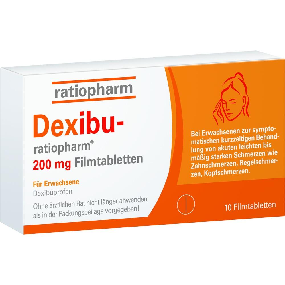 Verpackung von Schmerztabletten f&uuml;r Erwachsene, 200 mg, mit Anwendungsinformationen.