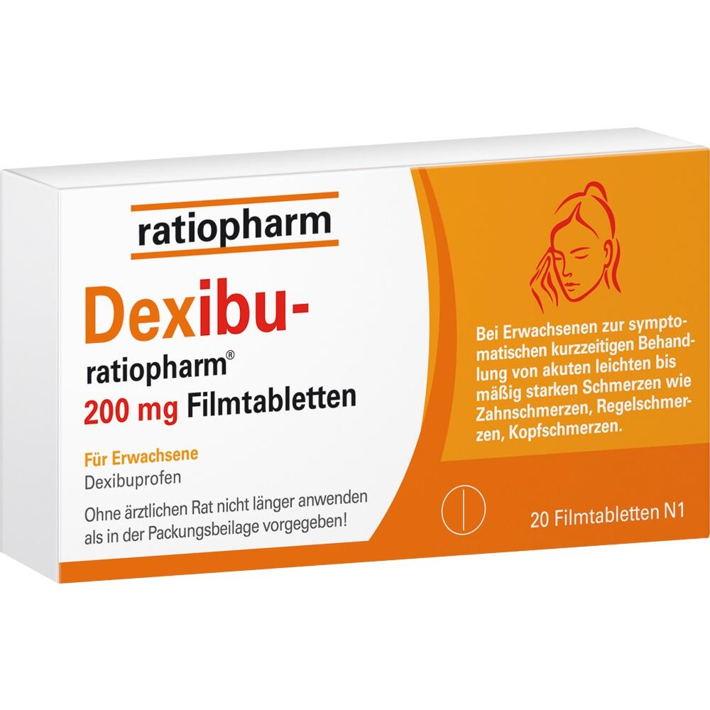 Verpackung von Dexibuprofen-Tabletten zur Schmerzbehandlung bei Erwachsenen.