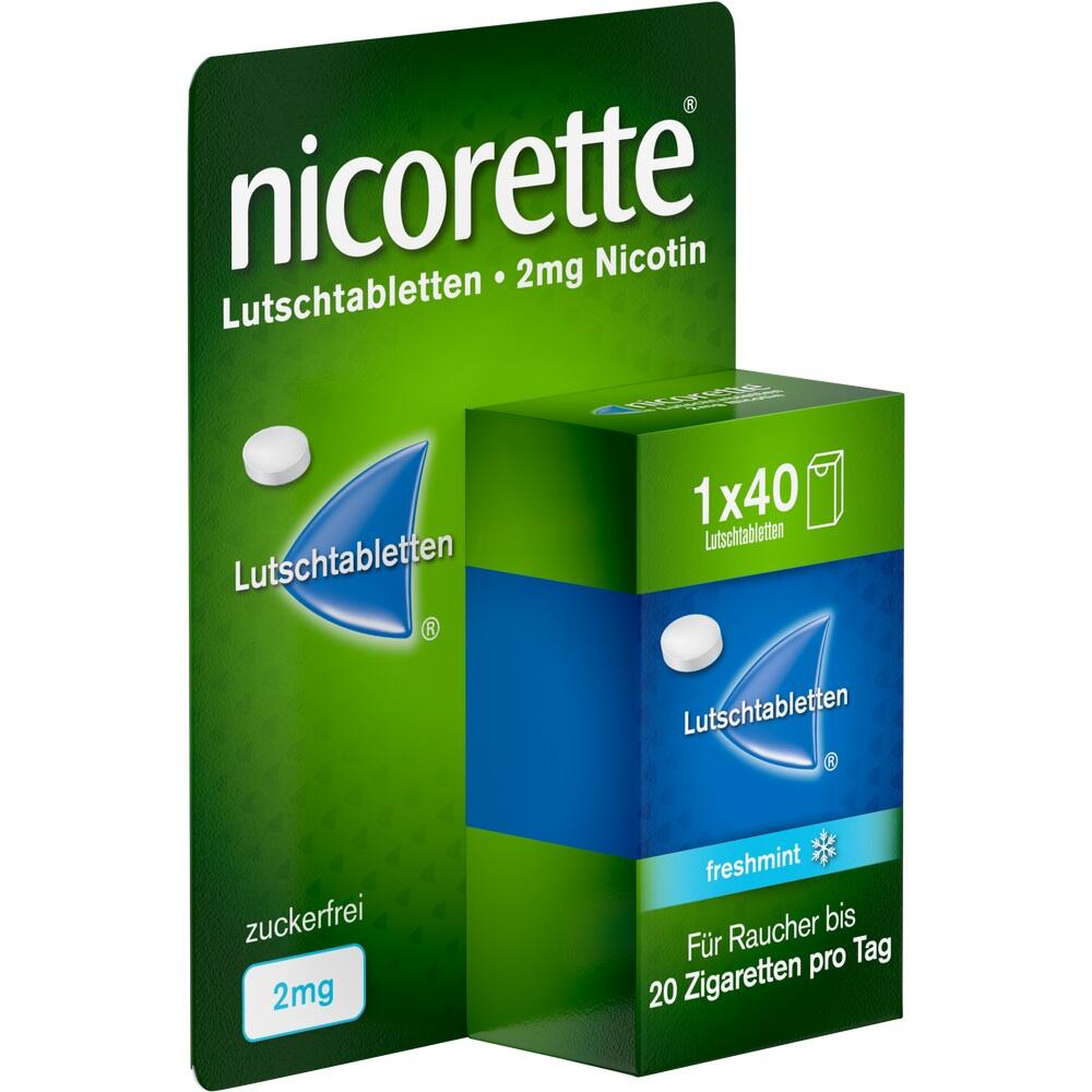 Gr&uuml;ne Verpackung von Nicorette-Lutschtabletten mit 2 mg Nikotin.