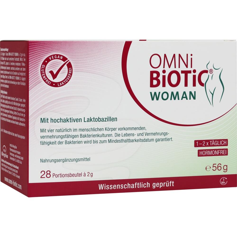 Eine Packung Nahrungserg&auml;nzungsmittel mit der Aufschrift "Omni Biotic Woman".